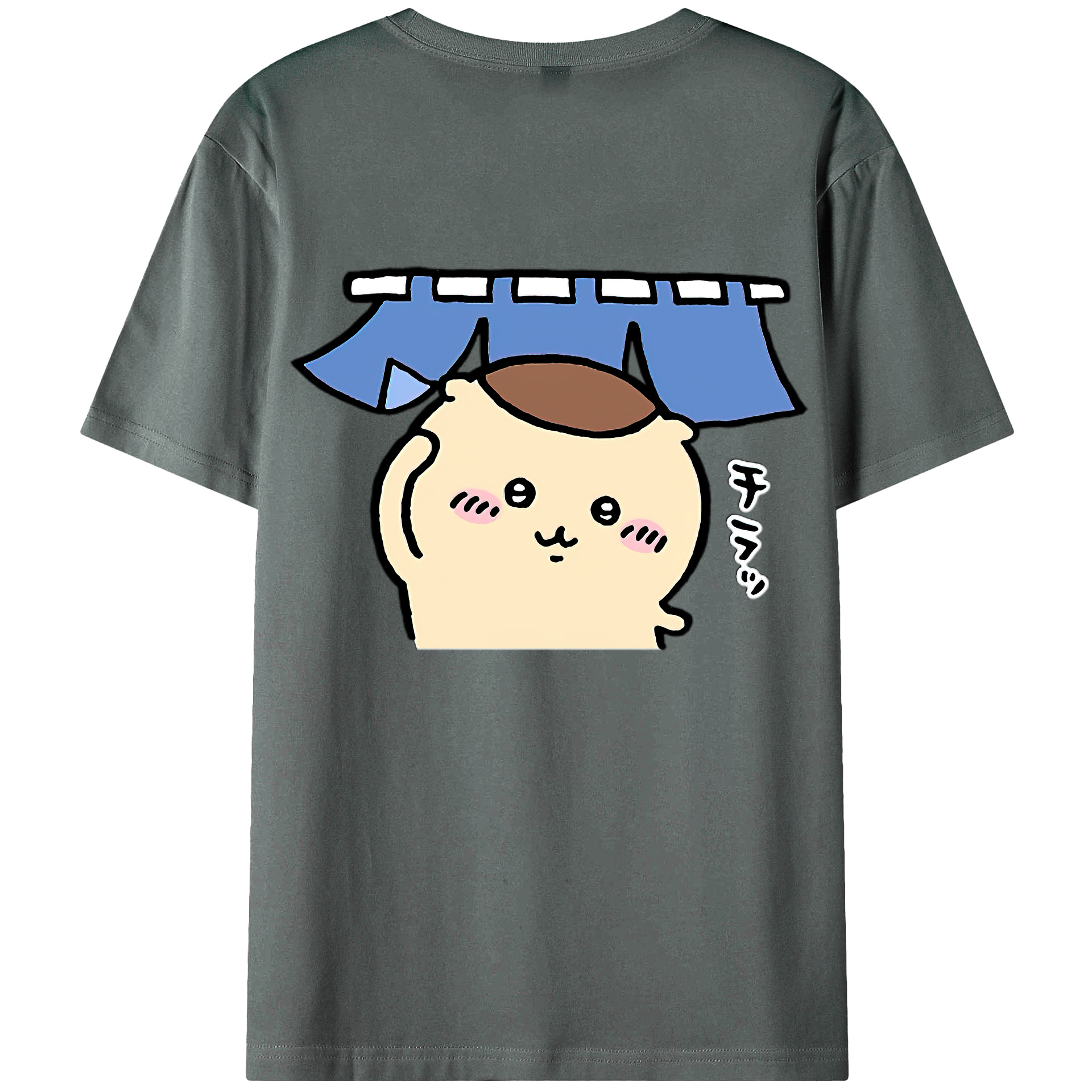 （画像用） ちいかわ くりまんじゅう Chii-kawa kuri manjū 綿100％半袖Tシャツ（背面プリント）